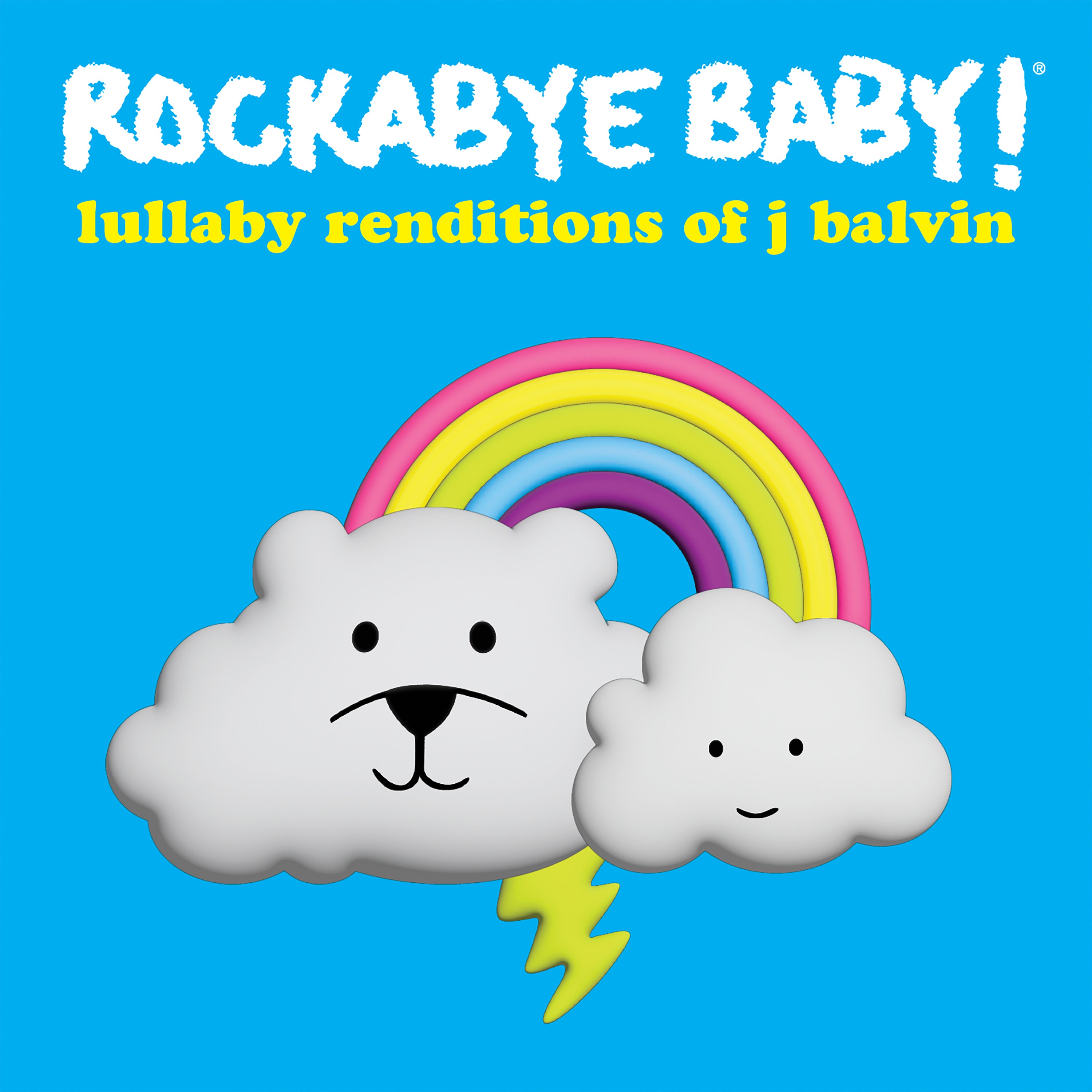 rainbow rockabye baby album cover for j balvin bedtime songs
