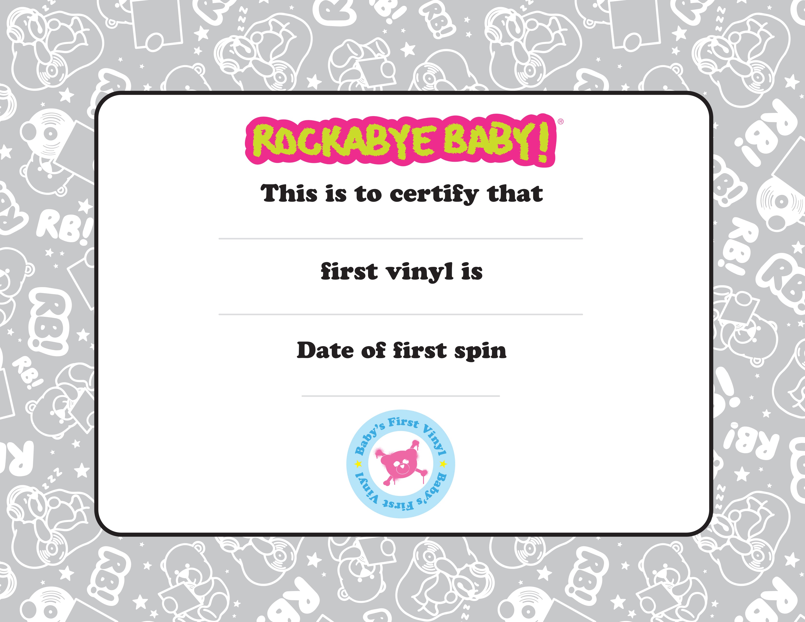 Free "Baby's First Vinyl" Certificate