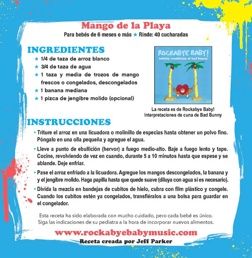 mango rice baby food recipe for babies 6 months & up - in spanish