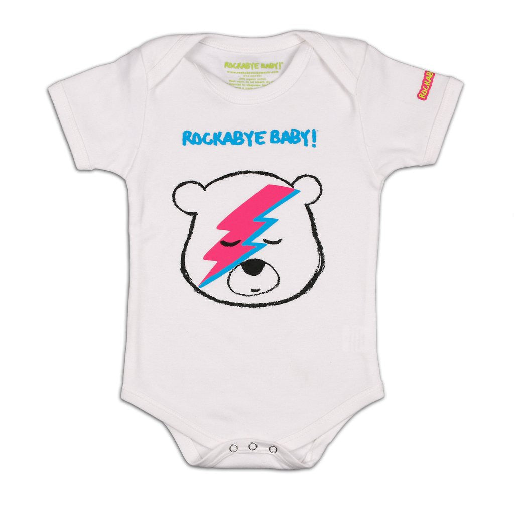 rockabye baby david bowie organic bodysuit white