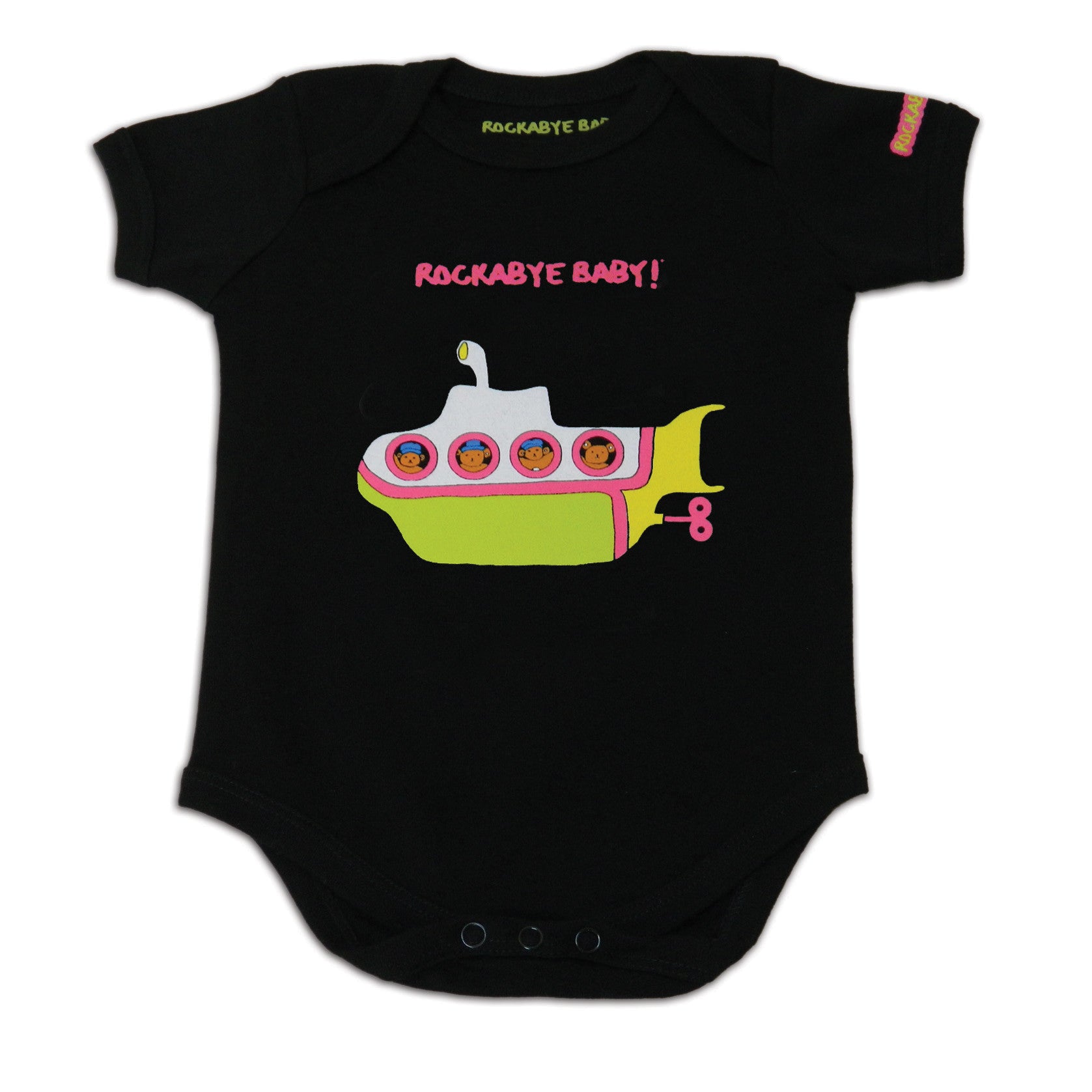 rockabye baby beatles organic bodysuit black