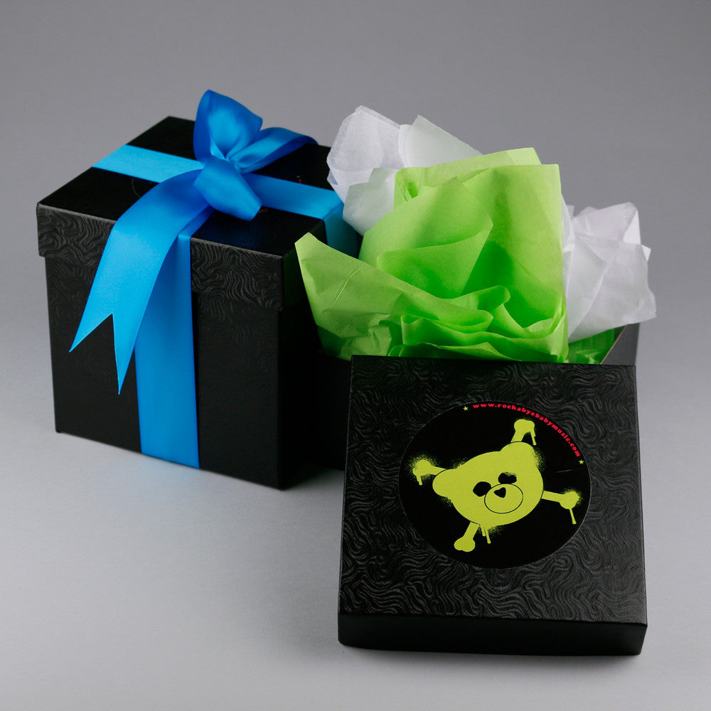 rockabye baby gift wrap black blue
