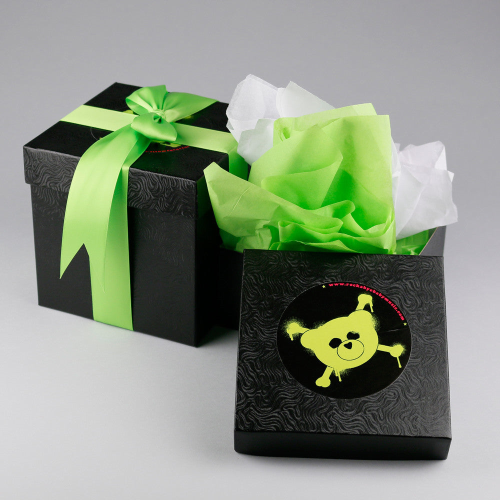 rockabye baby gift wrap black green