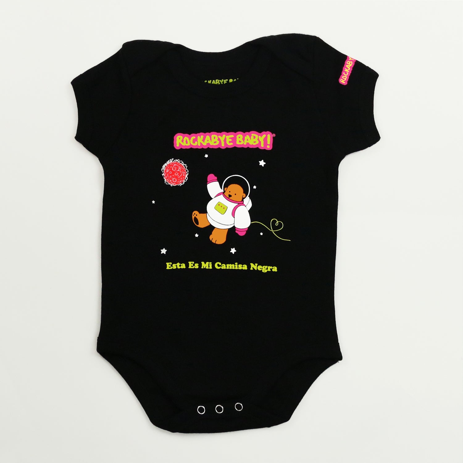 Organic Baby Bodysuit ("Lullaby Renditions of Juanes" Album Art on Black)