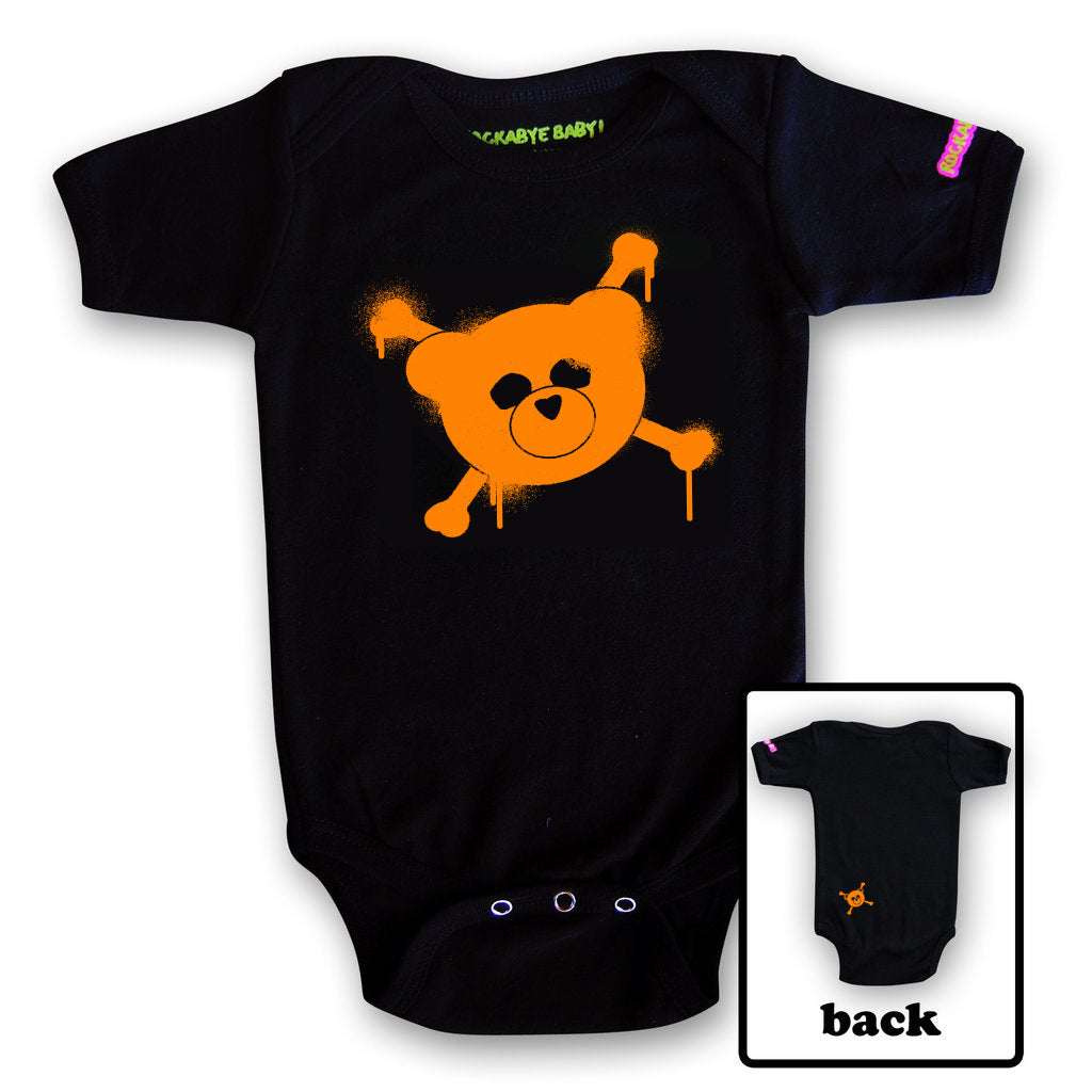 Organic Baby Bodysuit (Orange Logo on Black)